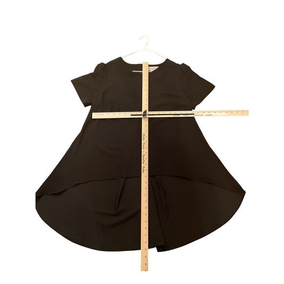 Philosophy High Low Top Short Sleeve Round Neck Pleated Back Black Womens Medium - Picture 3 of 3